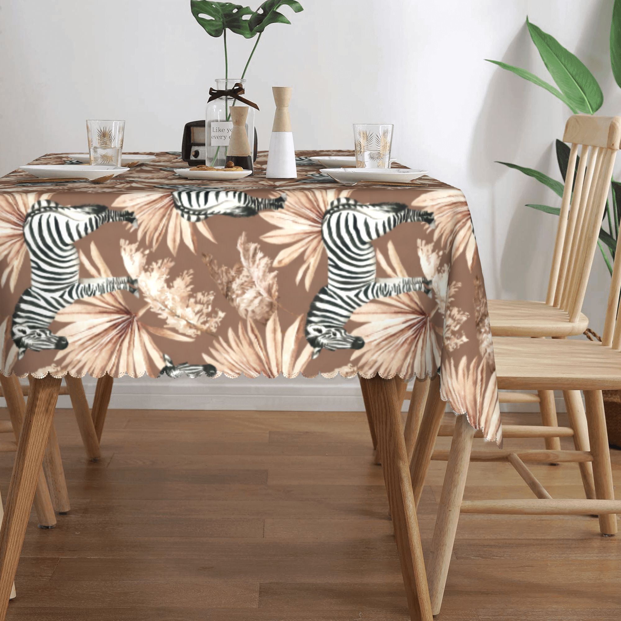 Taplak Meja Motif Zebra dengan - Palm Leaf Dried ulasan dan harga